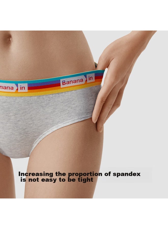 Bananain Jiaonei 301s Women's Underwear, Combed Cotton, 7a Antibacterial, Contrasting Waistband Mid-rise, Seamless, Breathable, Triangle Panties, Summer, 3 Pieces - Image 4
