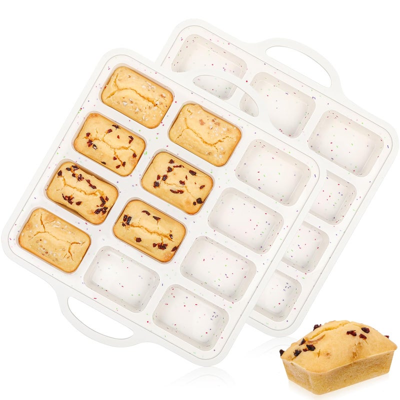 CAKETIME Silicone Mini Loaf Pan with Metal Frame Silicone Mini Bread Loaf Pans 12 Cups for Baking Bread Brownie Cornbread Cheesecake Soap Nonstick 2 Pack - Image 2