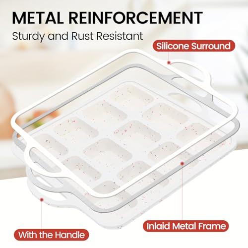 CAKETIME Silicone Mini Loaf Pan with Metal Frame Silicone Mini Bread Loaf Pans 12 Cups for Baking Bread Brownie Cornbread Cheesecake Soap Nonstick 2 Pack - Image 3