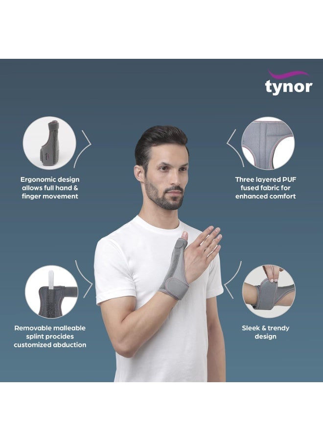 تاينور جبيرة Tynor لإبهام اليد (Thumb Spica)، رمادية، مقاس موحد، قطعة واحدة؛ وداعم Tynor للمرفق، رمادي، مقاس متوسط ​​(قطن ونايلون)، قطعة واحدة. - Image 2