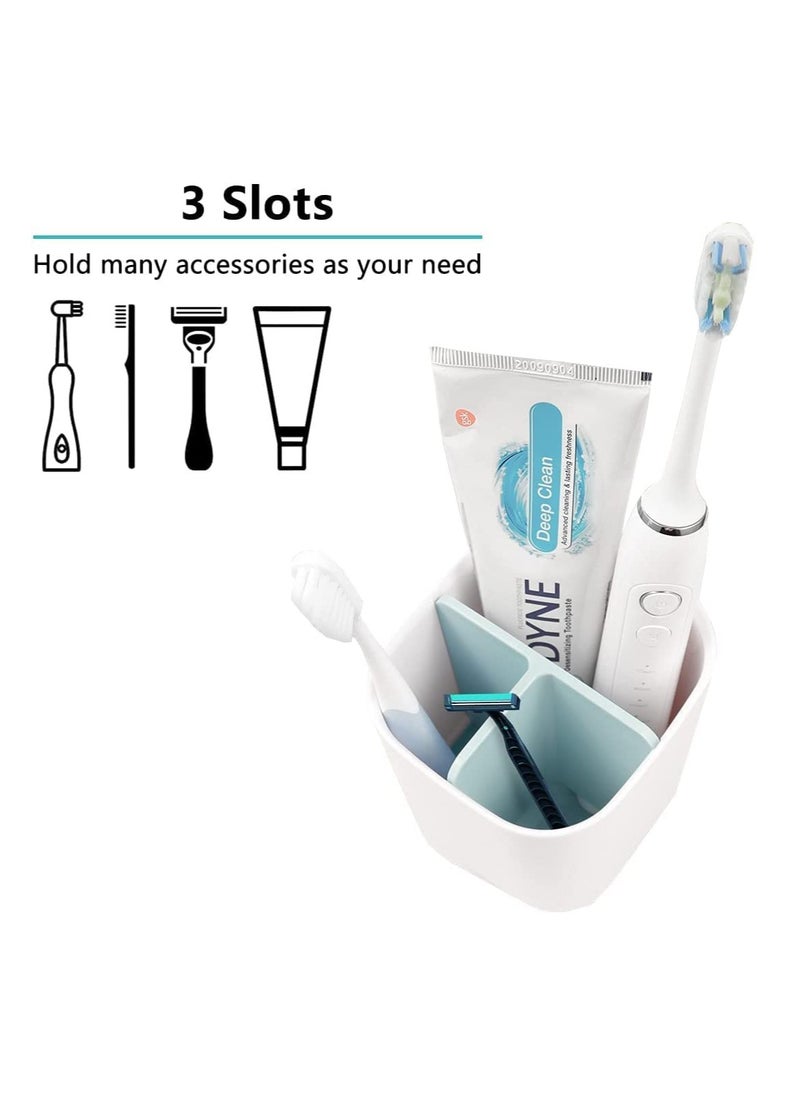 MileMelo Toothbrush Holder with Anti-Slip Bottom-Made of PP and Abs Plastic Versatile Storage,3 Slots Electric Toothbrush and Toothpaste Holder Bathroom Organizer for Countertop  - Image 3
