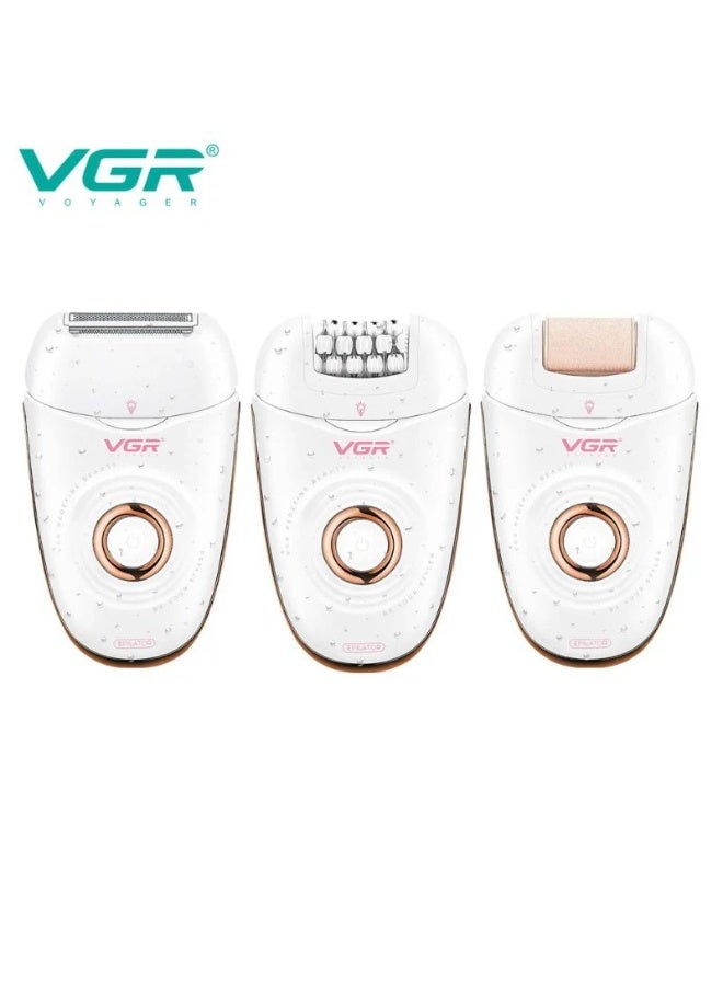 VGR V-739 Professional Women’s Epilator with Multiple Attachments and USB Charging white - Image 2