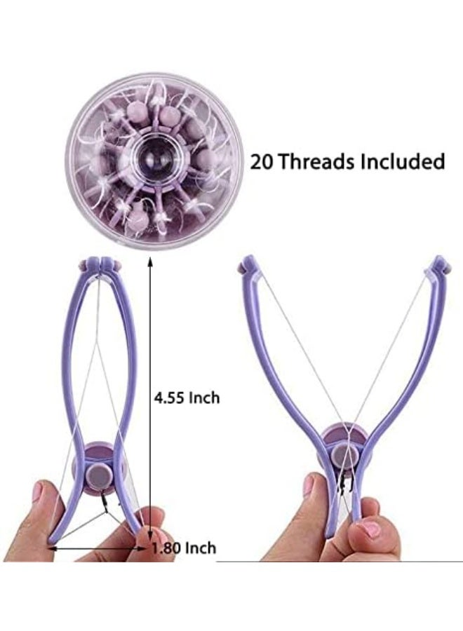 مجموعة إزالة الشعر بالخيط مع 20 خيطًا لإزالة شعر الحواجب والوجه والذقن والشفة العليا، لون بنفسجي - Image 2