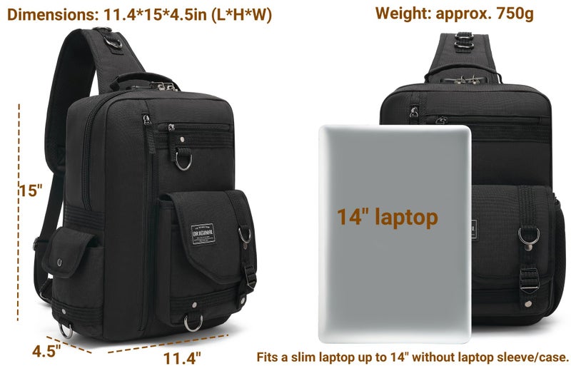 Leaper Messenger Bag Outdoor Cross Body Bag Sling Bag Shoulder Bag With USB Black - Image 2