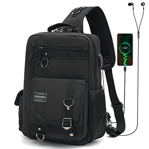 Leaper Messenger Bag Outdoor Cross Body Bag Sling Bag Shoulder Bag With USB Black - Image 1