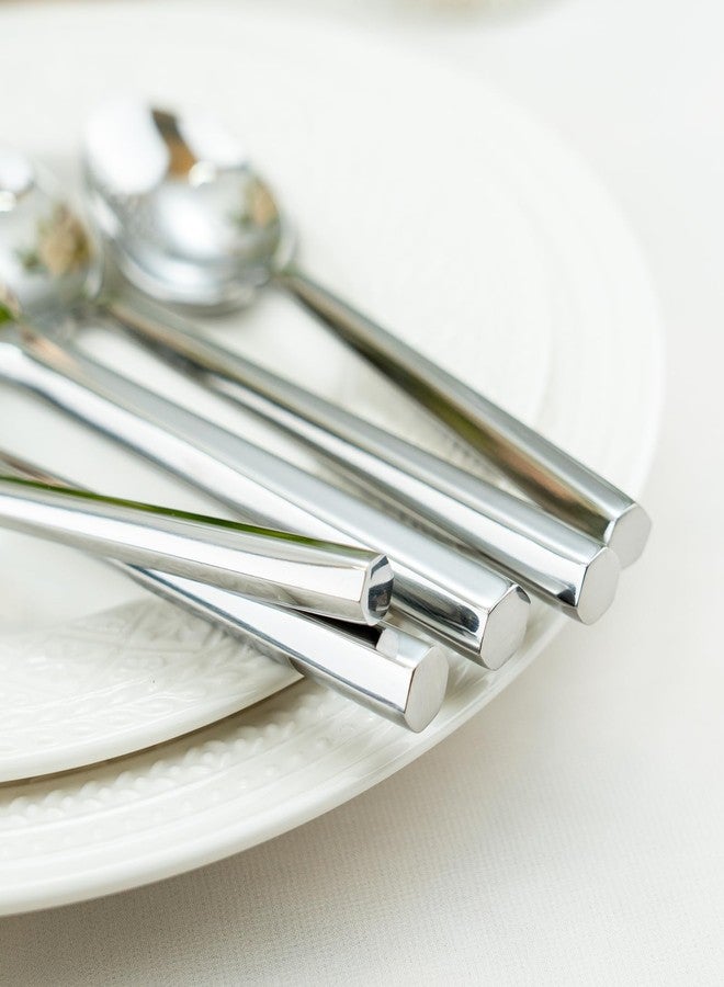 Alata Hexagon 40-Piece Forged Silverware Set Stainless Steel Flatware Set Cutlery Set,Service for 8,Mirror Finish,Dishwasher Safe - Image 4