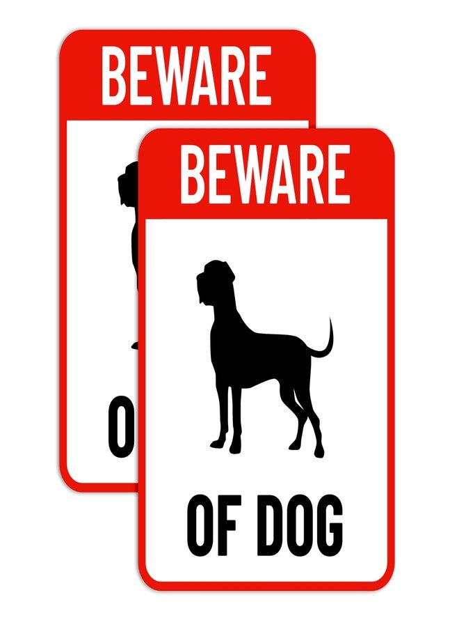 Twinster Beware Of Dog Sign Board For Home,Restaurants,Offices, Clinics Self-Adhesive Signage Set of 2 Stickers (Size :”6.00x8.00” Inches) (Design 1) - Image 1