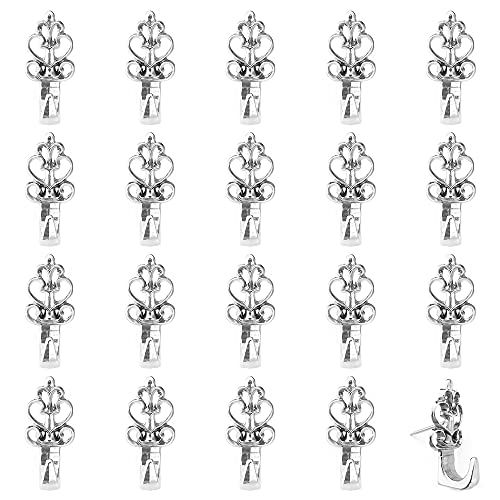 Rddconkit Push Pin Hangers20 Pcs Zinc Alloy Pin Hooks Picture Hanging Nails for Home Office Fabric Wall Wooden Silver