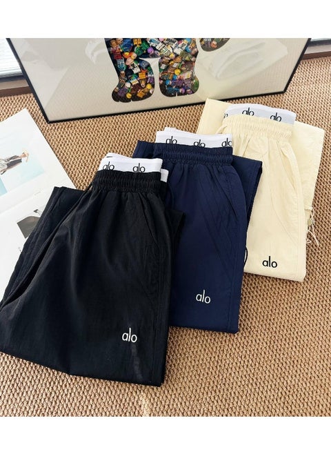 Alo Vintage-Inspired Drawstring Cargo Pants - Slimming Casual Quick-Dry Wide-Leg Trousers