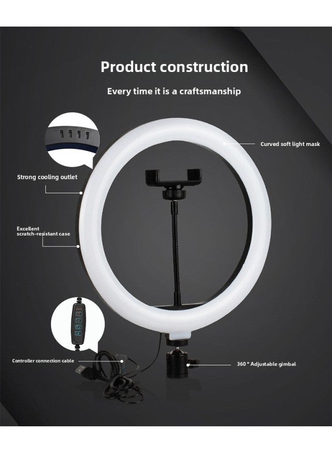 10-Inch Ring Light Selfie Beauty Lighting Kit LED Ring Light For Broadcasters Mobile Phone Photography And Live Streaming-Color:10 Inch Fill Light Desktop Round Cake Bracket - Image 4