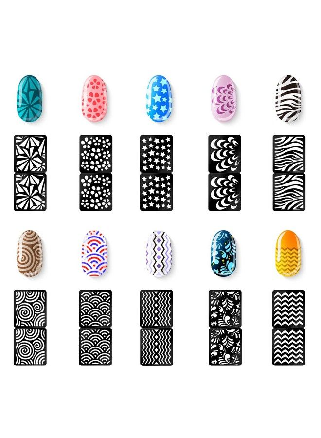 GOGOONLY 144 Pieces Nail Vinyls Stencil Stickers Set 24 Sheets 72 Different Designs Cute Easy Nail Art Nail Vinyls Nail Stencil Sheets Bh000807 - Image 3