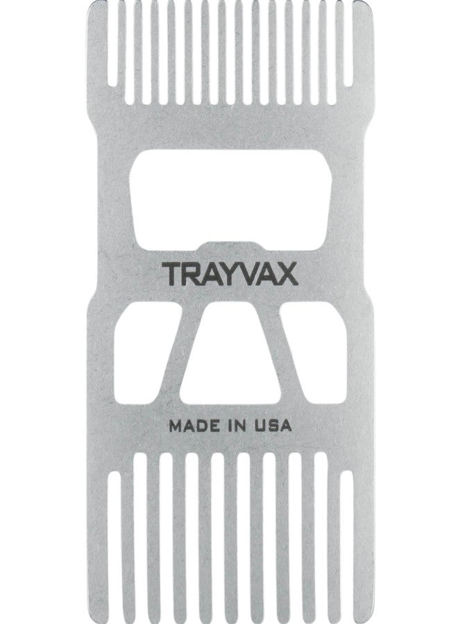 Trayvax Shift Wallet Comb, Wide Tooth Comb for Beard and Hair with Bottle Opener, RFID Protection, Stainless Steel, Silver - Image 1
