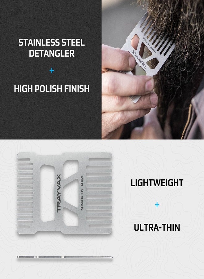 Trayvax Shift Wallet Comb, Wide Tooth Comb for Beard and Hair with Bottle Opener, RFID Protection, Stainless Steel, Silver - Image 4