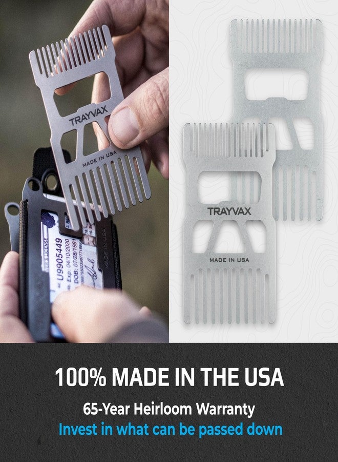 Trayvax Shift Wallet Comb, Wide Tooth Comb for Beard and Hair with Bottle Opener, RFID Protection, Stainless Steel, Silver - Image 3
