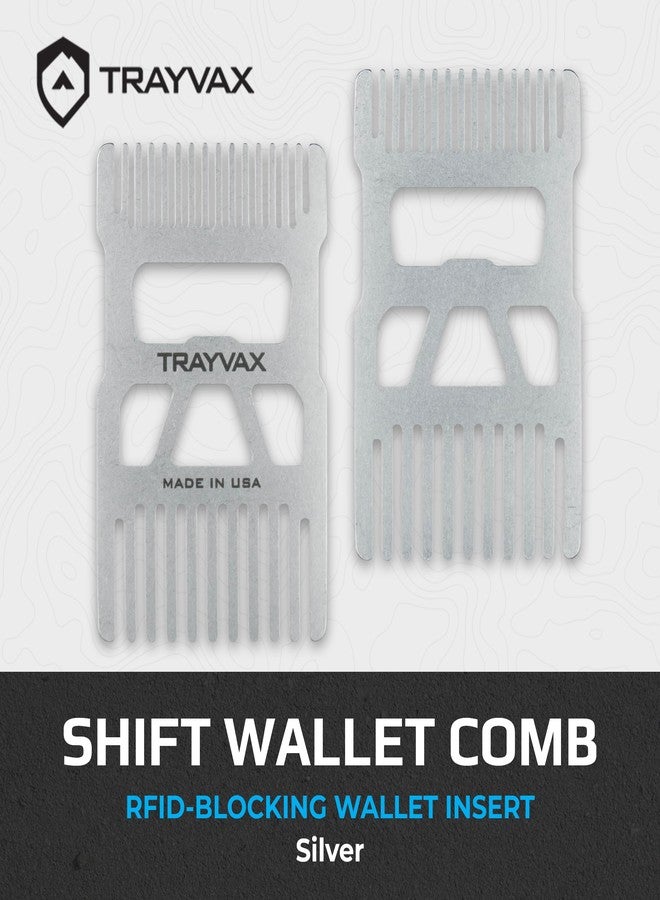 Trayvax Shift Wallet Comb, Wide Tooth Comb for Beard and Hair with Bottle Opener, RFID Protection, Stainless Steel, Silver - Image 2