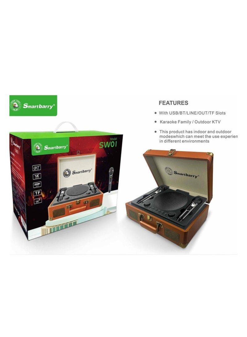 Smartberry Speaker Microphone, Intelligent Noise Cancellation, Full Range Stereo Karaoke Machine with HiFi sound, Dual Microphone, Unique Suitcase Shape Wireless for Party - Image 1