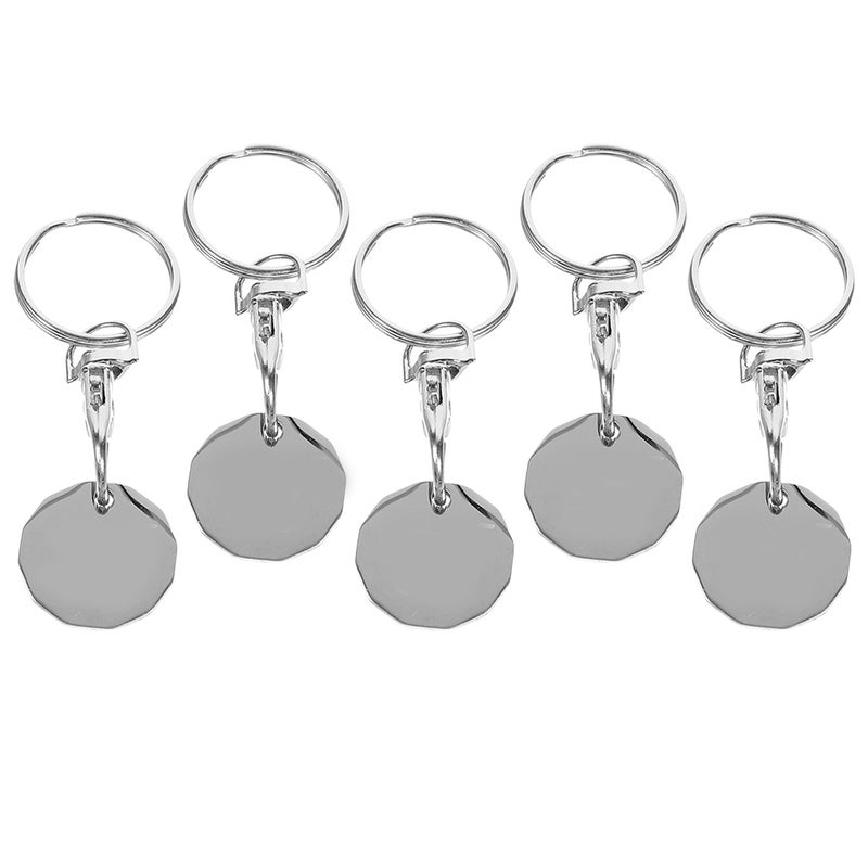 6Pcs Shopping Cart Token Stainless Steel Trolley Tokens Small Shopping Trolley Tokens with Keychains - Image 1