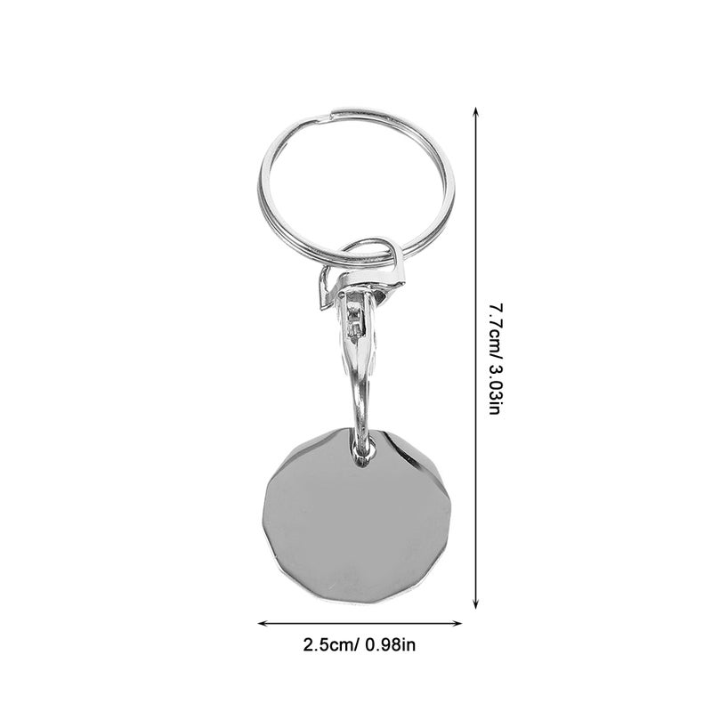 6Pcs Shopping Cart Token Stainless Steel Trolley Tokens Small Shopping Trolley Tokens with Keychains - Image 4
