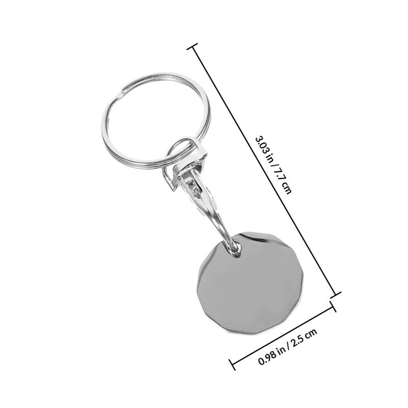 6Pcs Shopping Cart Token Stainless Steel Trolley Tokens Small Shopping Trolley Tokens with Keychains - Image 2