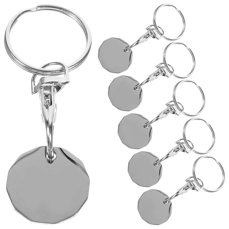 6Pcs Shopping Cart Token Stainless Steel Trolley Tokens Small Shopping Trolley Tokens with Keychains - Image 5