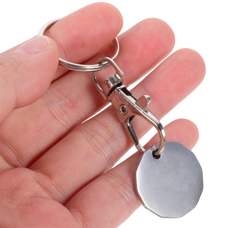 6Pcs Shopping Cart Token Stainless Steel Trolley Tokens Small Shopping Trolley Tokens with Keychains - Image 3