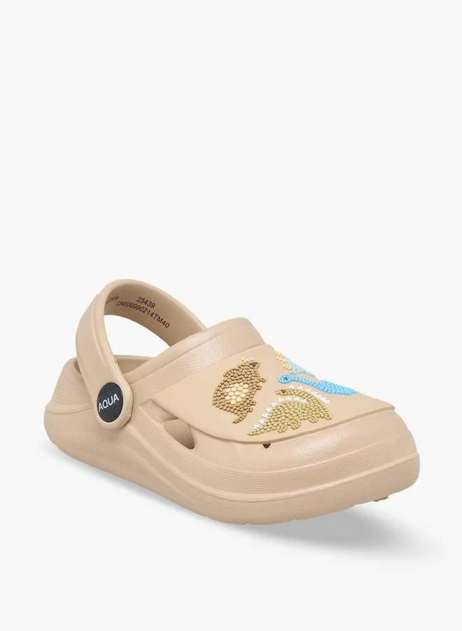 Aqua Boys Dinosaur Applique Clogs