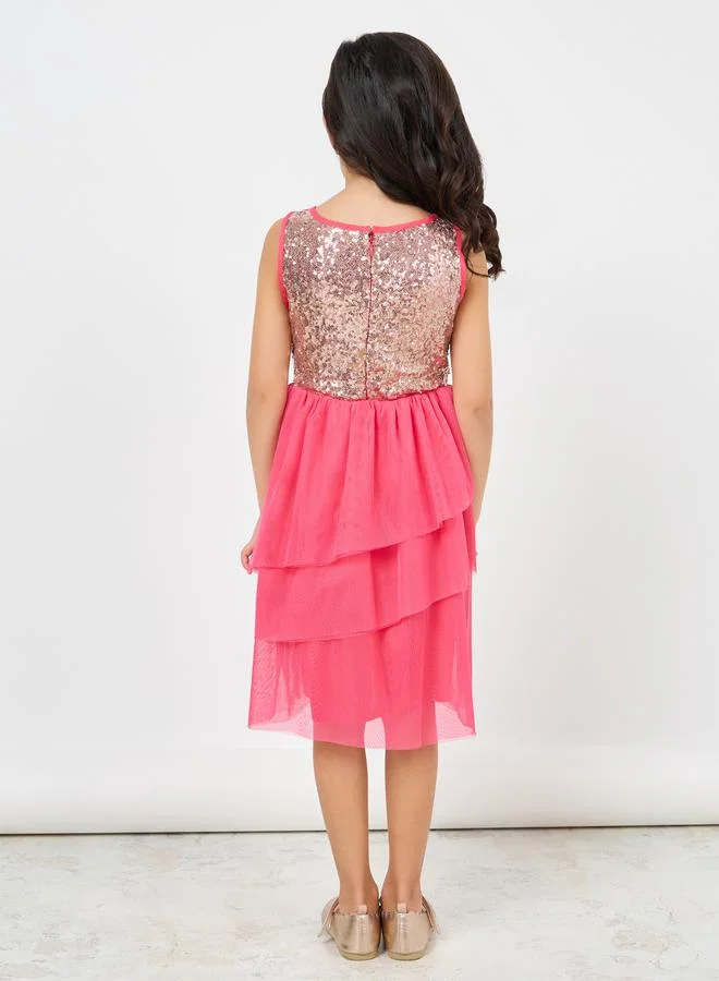 Styli Sequin Bodice Tulle Dress