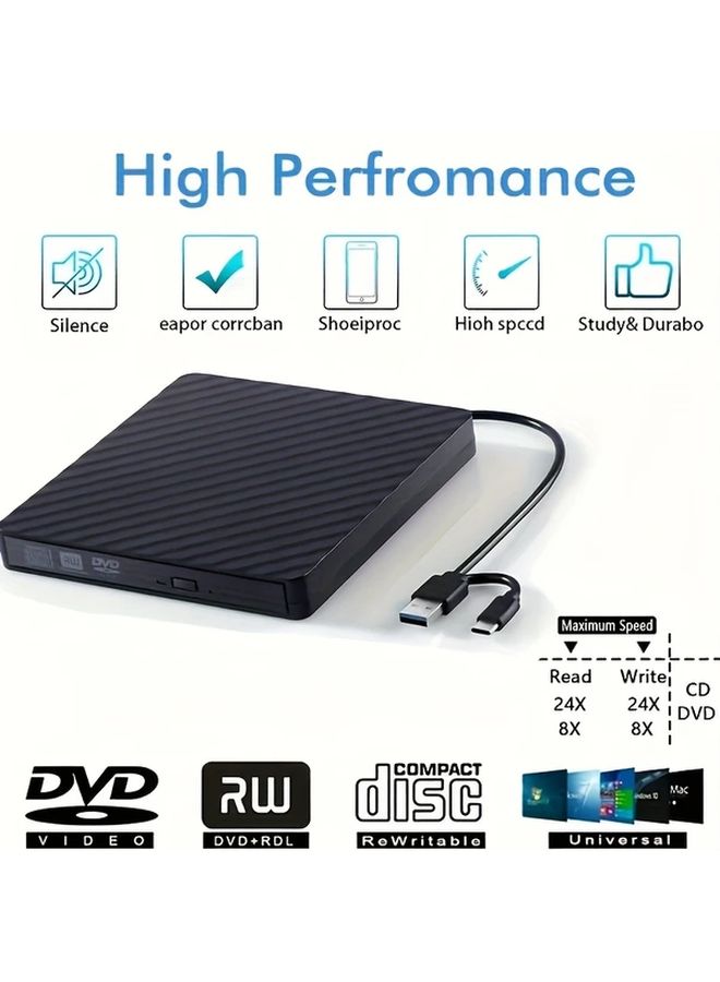 8 في 1 يو إس بي 3.0 مشغل أقراص خارجي محمول CD DVD بتصميم سداسي للحواسيب المحمولة و Mac - Image 4