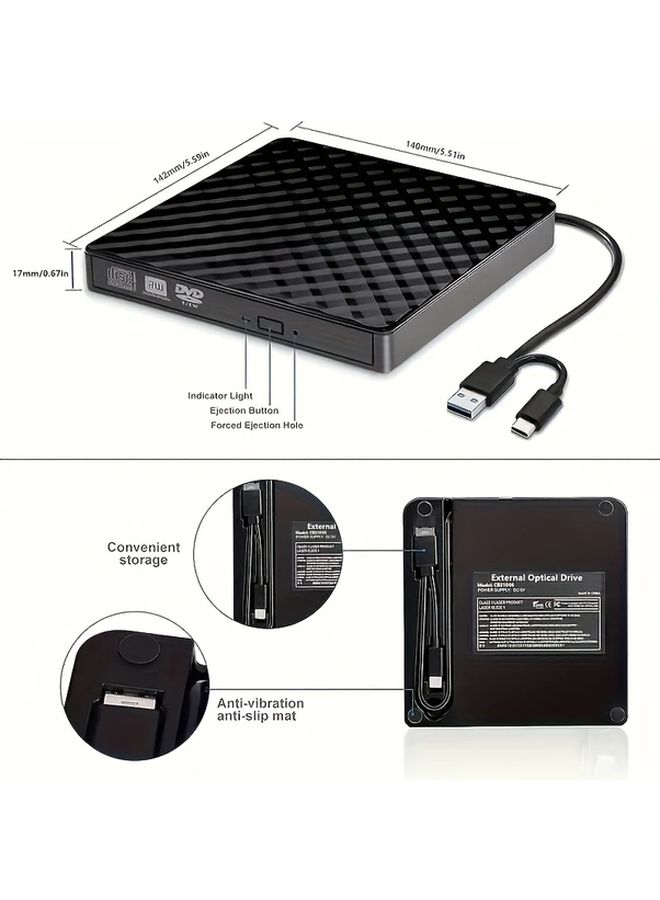 8 في 1 يو إس بي 3.0 مشغل أقراص خارجي محمول CD DVD بتصميم سداسي للحواسيب المحمولة و Mac - Image 5