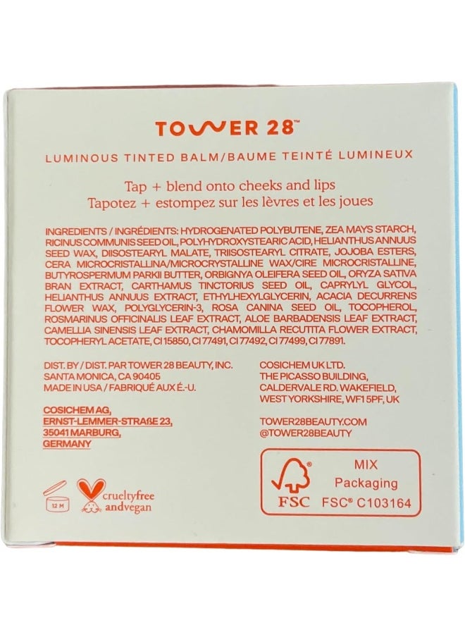TOWER 28 - Beachplease Luminous Tinted Balm, Power Hour, Multi-Purpose Cheek And Lip Cream Blush In Terracotta, Dewy Finish, Green Tea And Aloe Vera Extract - Image 1