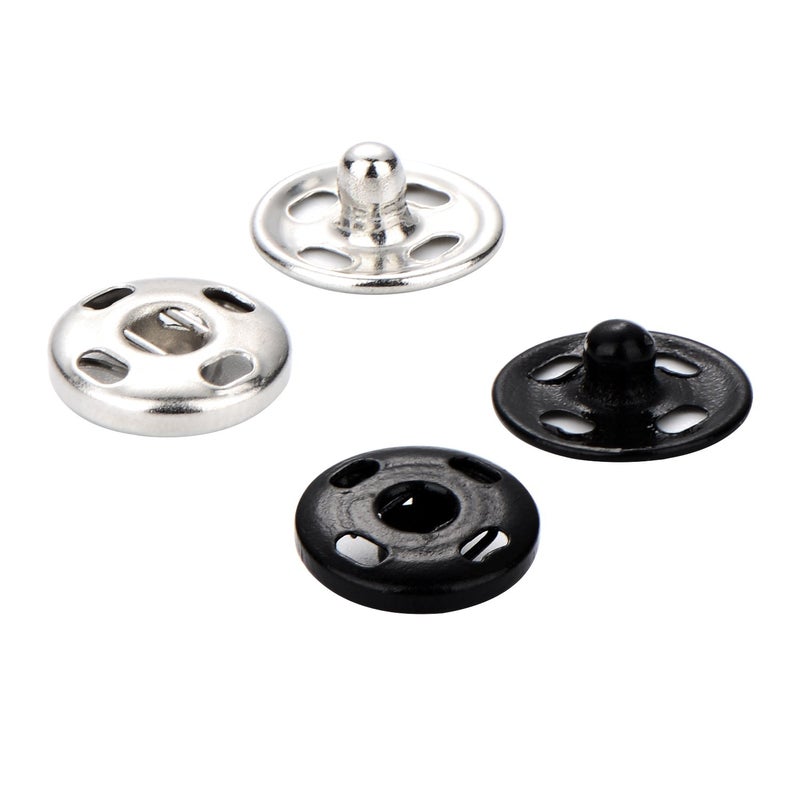 Sumind 100 Sets Sew-on Snap Buttons Metal Snap Fastener Press Button for Sewing Clothing, Black and Silvery (10mm) - Image 5