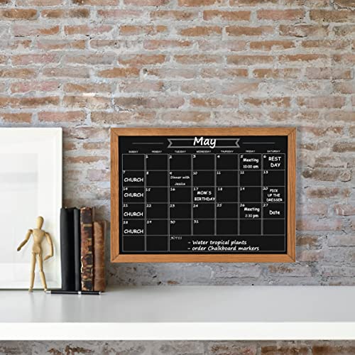 Umtiti Calendar Chalkboard, 10.6" * 14.6", Magnetic Surface Rustic Brown Solid Pine Wood Frame Chalk Board for Planning/School Timetable/Memo, Hanging Board for Office, School and Home(YLHB-QZ-2737) - Image 5