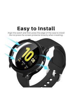 Y&D Suitable for Samsung Watch Galaxy Active 2 Protective Case Cover Case Tempered Glass Screen Protector Cover Full Around Hard PC Black  - Image 3