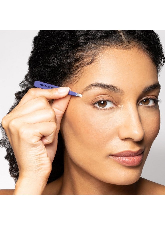 تويزرمان ملقط تويزرمان صغير مائل للسفر للحواجب، ملقط سفر للحواجب، شعر الوجه، الشعر الناشئ تحت الجلد (لون أرجواني فاتح) - Image 3