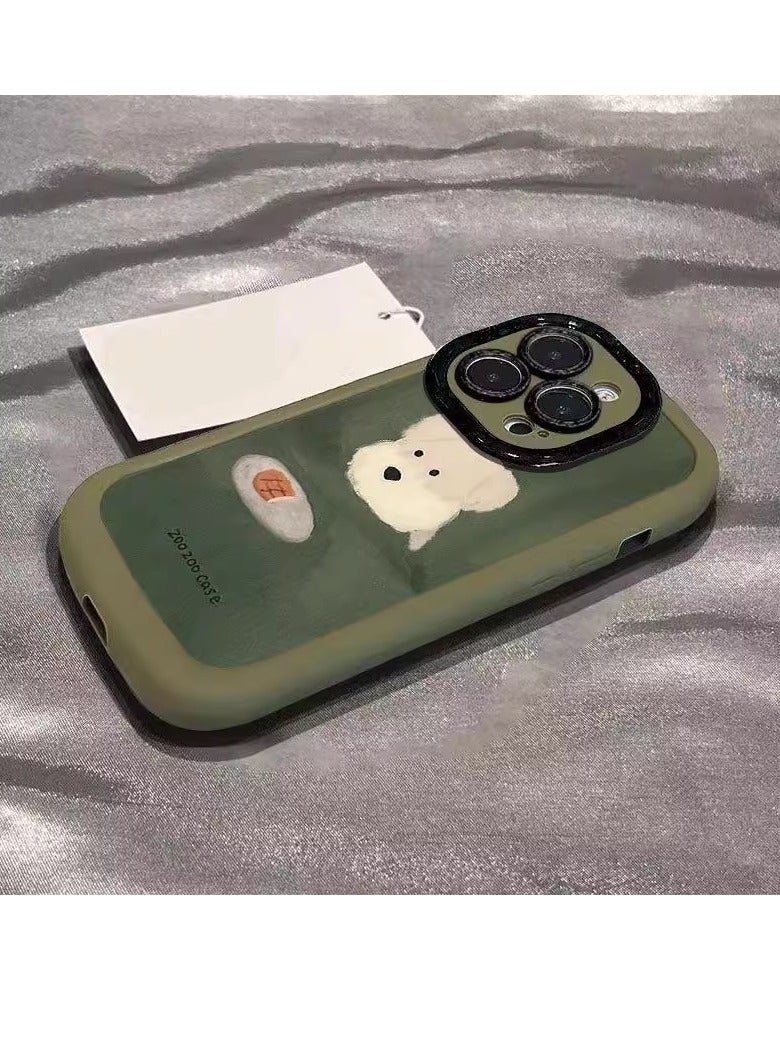 NIBEMINENT Oil Painting Beauty Dog Protective TPU Case Cover For iPhone 15, Green