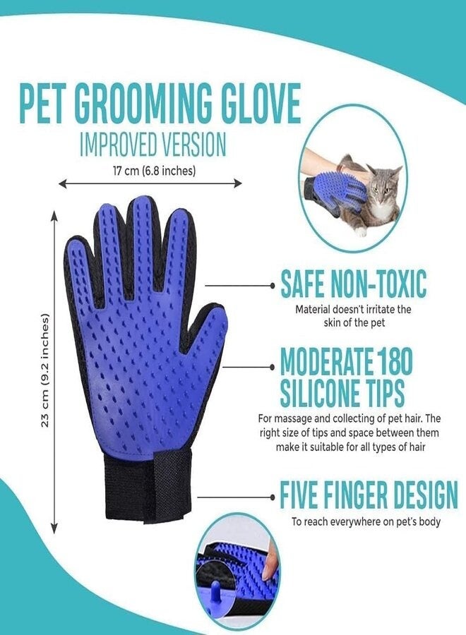 Pet Grooming and Massage Glove - Gentle and Effective Dog and Cat Hair Removal Brush with Upgraded 5-Finger Design and Breathable Mesh - Ideal for Cats, Dogs, Horses and Other Animals with Short and Long Fur - Image 1