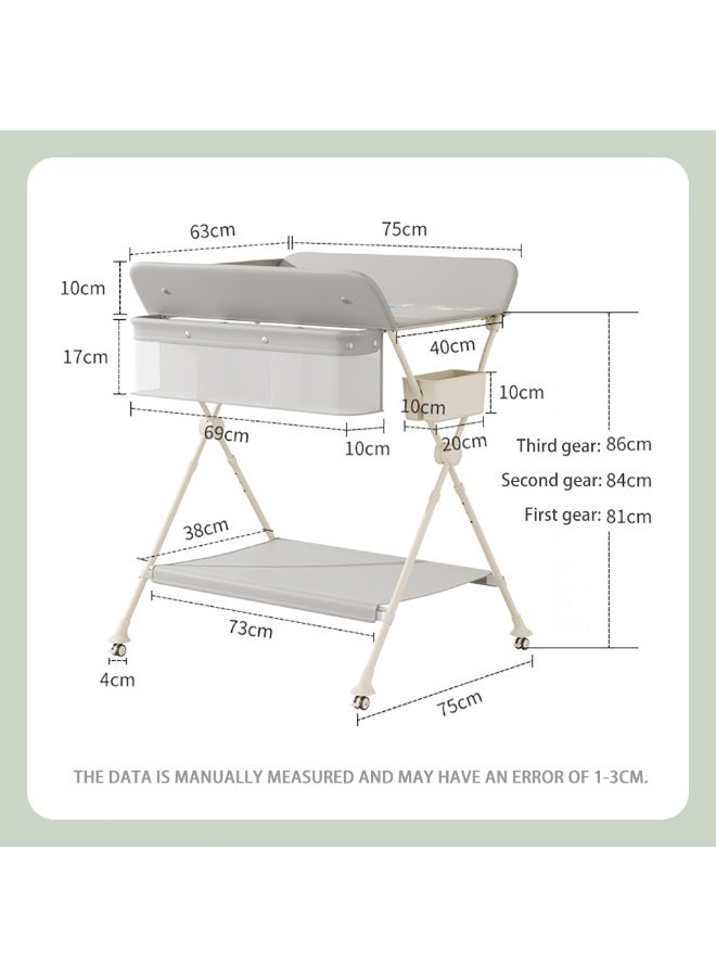 Portable Baby Changing Table, Foldable Diaper Changing Table with Stable Top and Frame for Newborn Infant, Mobile Baby Diaper Changing Station for Nursery Room Bedroom Bathroom (Grey) - Image 2
