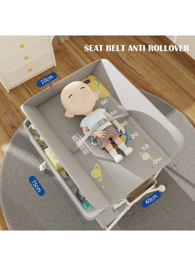 Portable Baby Changing Table, Foldable Diaper Changing Table with Stable Top and Frame for Newborn Infant, Mobile Baby Diaper Changing Station for Nursery Room Bedroom Bathroom (Grey) - Image 4