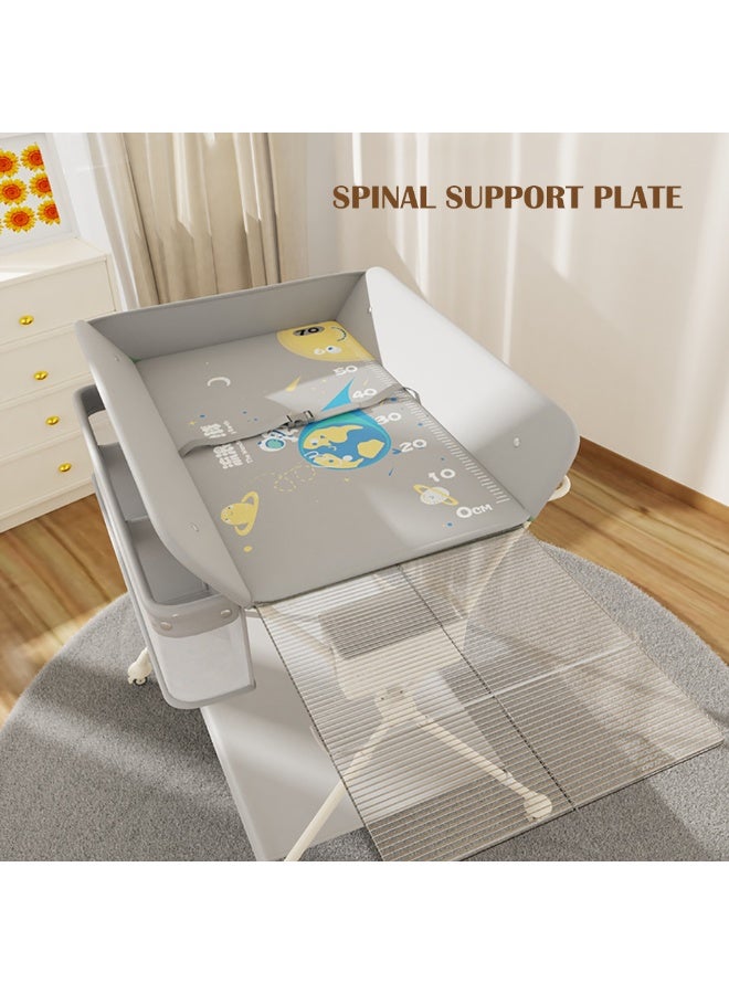 Portable Baby Changing Table, Foldable Diaper Changing Table with Stable Top and Frame for Newborn Infant, Mobile Baby Diaper Changing Station for Nursery Room Bedroom Bathroom (Grey) - Image 5