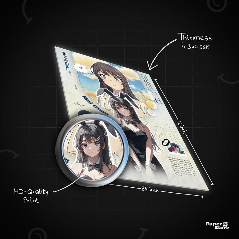 Thepaper9store Pack of 8 - Anime Girls Posters | Premium 300 GSM | A4 Size (8.4x12 Inch) Wall Décor for Bedroom, Living Room, Office | Perfect for weebs | waifu poster, - Image 4