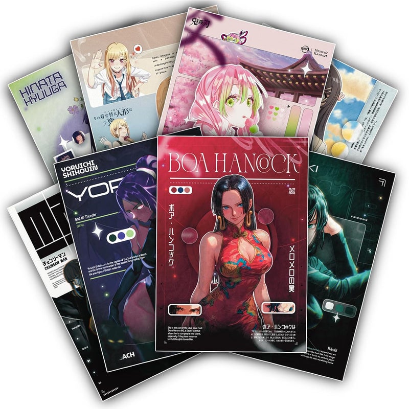 Thepaper9store Pack of 8 - Anime Girls Posters | Premium 300 GSM | A4 Size (8.4x12 Inch) Wall Décor for Bedroom, Living Room, Office | Perfect for weebs | waifu poster, - Image 1