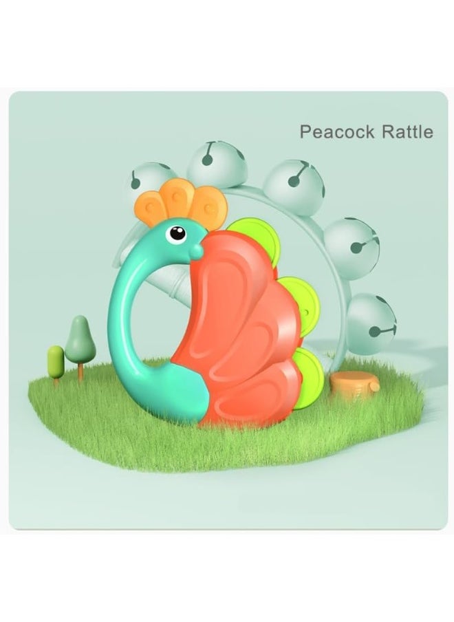 HOLA Peacock Orchestra Rattle Baby Teether Activity Toy, Teething Relief, Easy To Grasp, Fine Motor Skills, Bright Colors, Sensory Toys, Baby Toys, Baby Teether, Baby Rattle, Animal Rattle 3M+  - Image 3