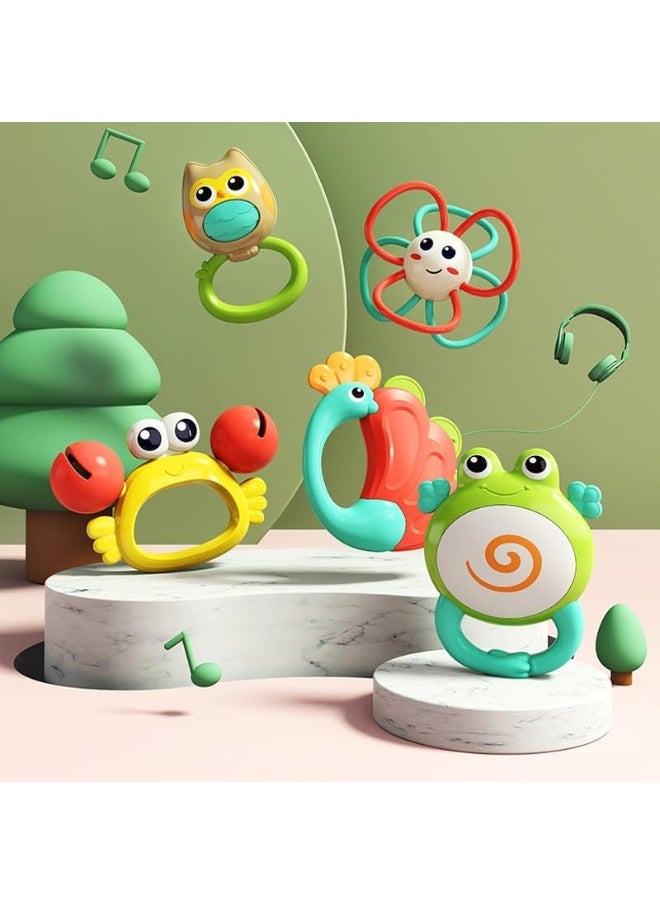 HOLA Peacock Orchestra Rattle Baby Teether Activity Toy, Teething Relief, Easy To Grasp, Fine Motor Skills, Bright Colors, Sensory Toys, Baby Toys, Baby Teether, Baby Rattle, Animal Rattle 3M+  - Image 5