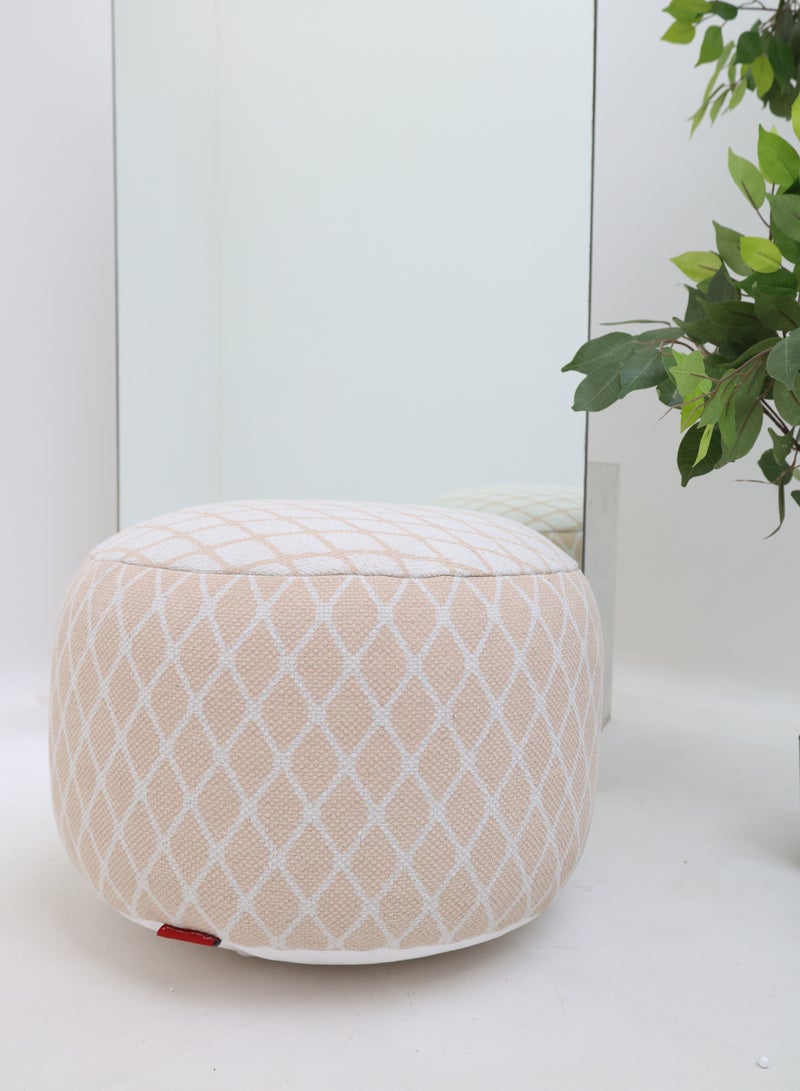 Ramsha Hand made cream color Home Decor Pouf – PF-187 (50x50x30cm)  - Image 2