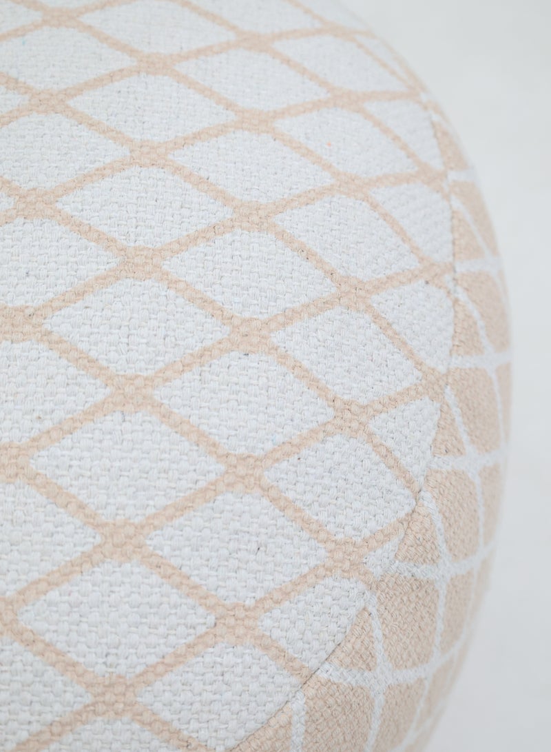 Ramsha Hand made cream color Home Decor Pouf – PF-187 (50x50x30cm)  - Image 4