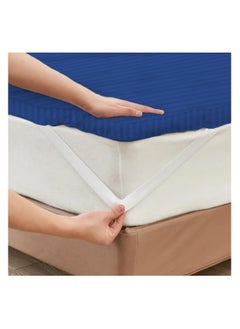 Comfy غطاء مرتبة مريح من القطن على طراز الفنادق باللون الأزرق مقاس 180 × 200 × 10 سم مع حشوة من الألياف  - Image 3