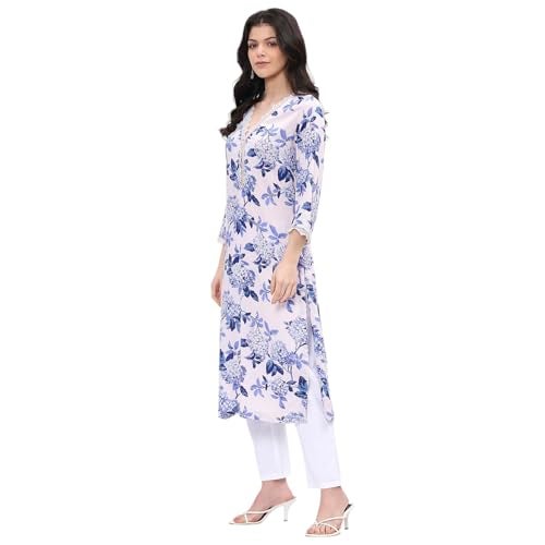 BIBA Women Blue Straight Kurta_32 - Image 2