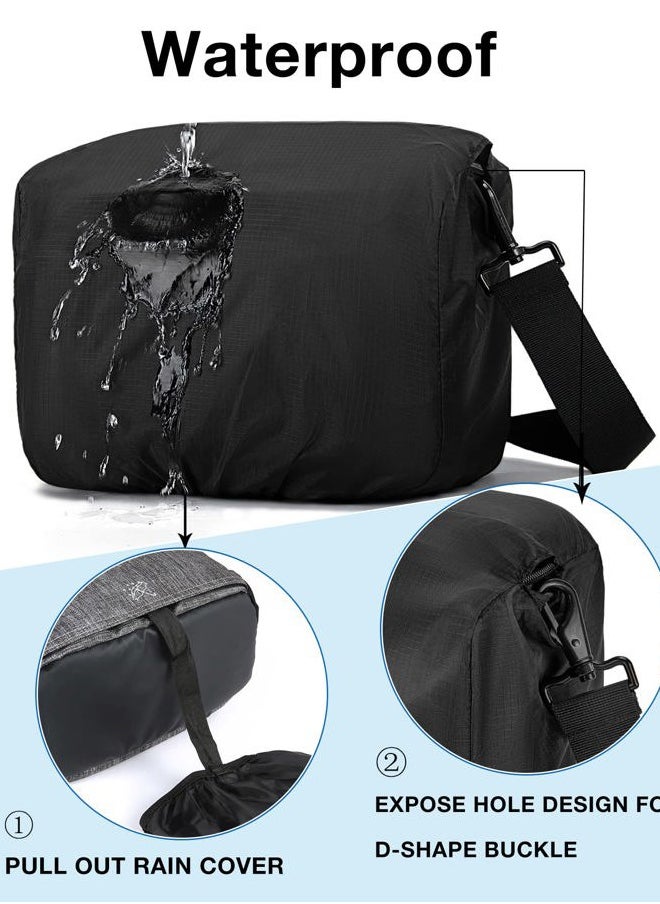 BAGSMART Camera Bag Padded Camera Shoulder Bag for Photographers, Waterproof Camera Bags & Cases with Rain Cover for SLR DSLR, Lenses, Accessories, Grey  - Image 5