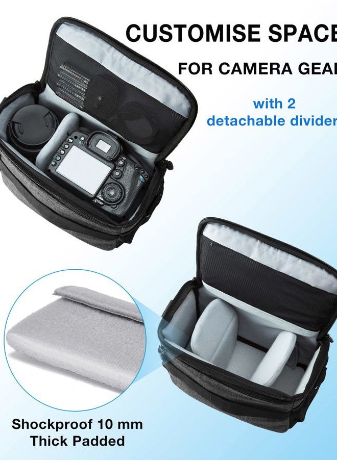 BAGSMART Camera Bag Padded Camera Shoulder Bag for Photographers, Waterproof Camera Bags & Cases with Rain Cover for SLR DSLR, Lenses, Accessories, Grey  - Image 2