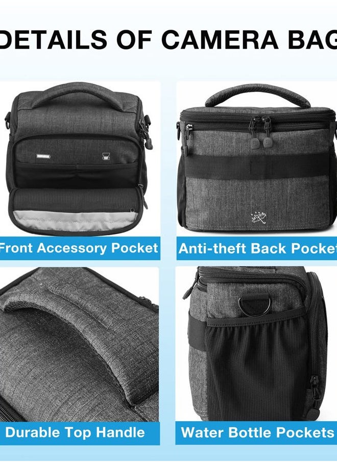 BAGSMART - Camera Bag Padded Camera Shoulder Bag for Photographers, Waterproof Camera Bags & Cases with Rain Cover for SLR DSLR, Lenses, Accessories, Grey - Image 1